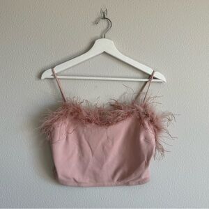 Forever 21 Mauve Feather Lined Crop Top